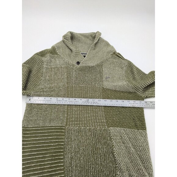 A. Tiziano Size Medium Green Long Sleeve Shawl Collar Sweater 100% Cotton - Picture 4 of 8